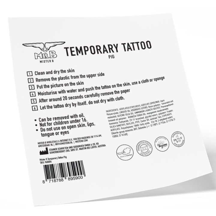 Tatouage éphémère MrB Pig 10 x 10cm