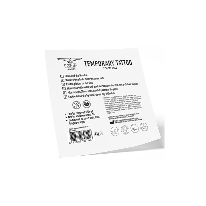 Tatouage éphémère FIST MY HOLE 10 x 10cm