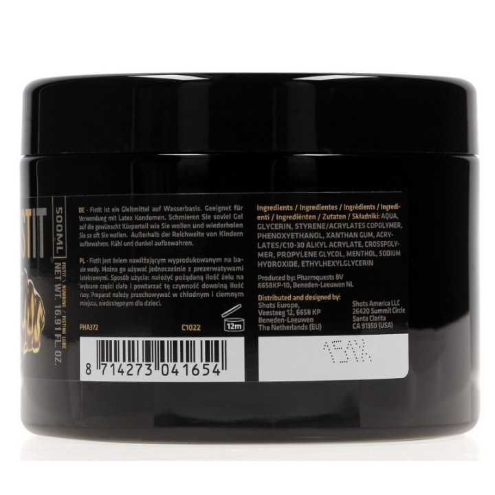 Lubrifiant relaxant Fst it Numbing 500 ml - Pot noir