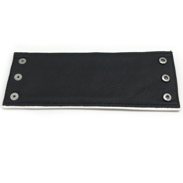 Poignet bracelet de force en cuir - Noir/Blanc avec zip